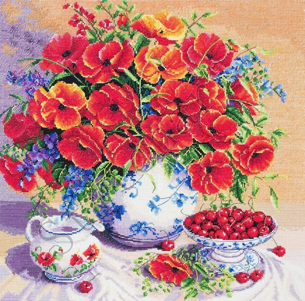

classic design Маки и Вишни, 42х41 см, Маки и Вишни, 42х41 см