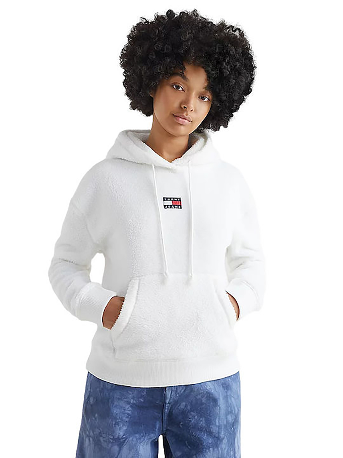 Худи женское Tommy Jeans DW0DW14690YBR белое, размер S