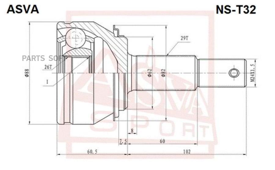 

Шрус Наружный 26x62x29 ASVA арт. NS-T32