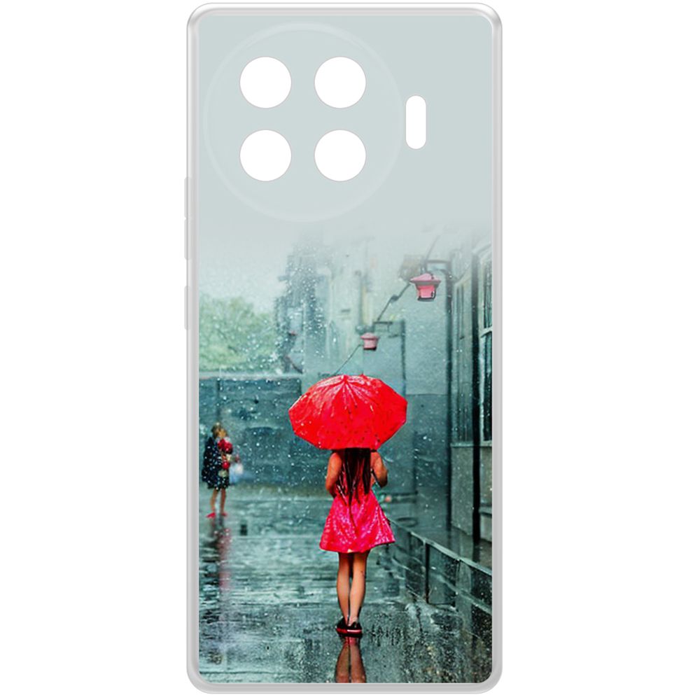 

Чехол-накладка Krutoff Clear Case Красный зонтик для TECNO Spark 20 Pro+, Прозрачный