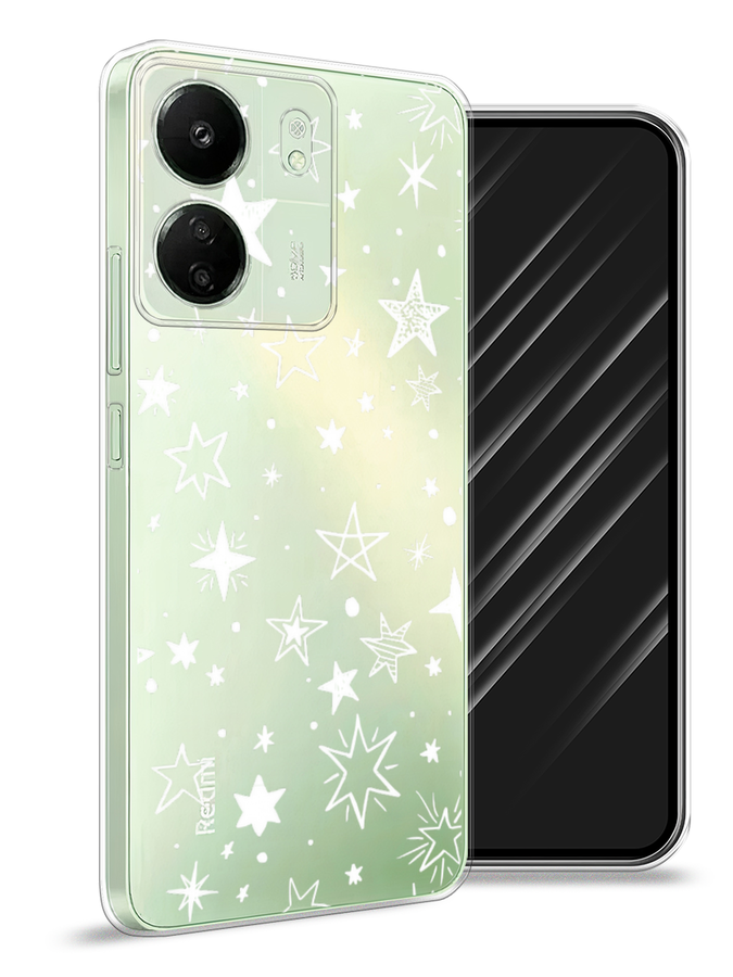 

Чехол Awog на Xiaomi Redmi 13C "Звездочки графика белая", Прозрачный;белый, 320550-1