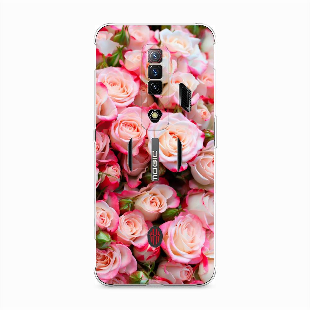 

Чехол на ZTE Nubia Red Magic 7S "Много роз", Розовый, 136350-2