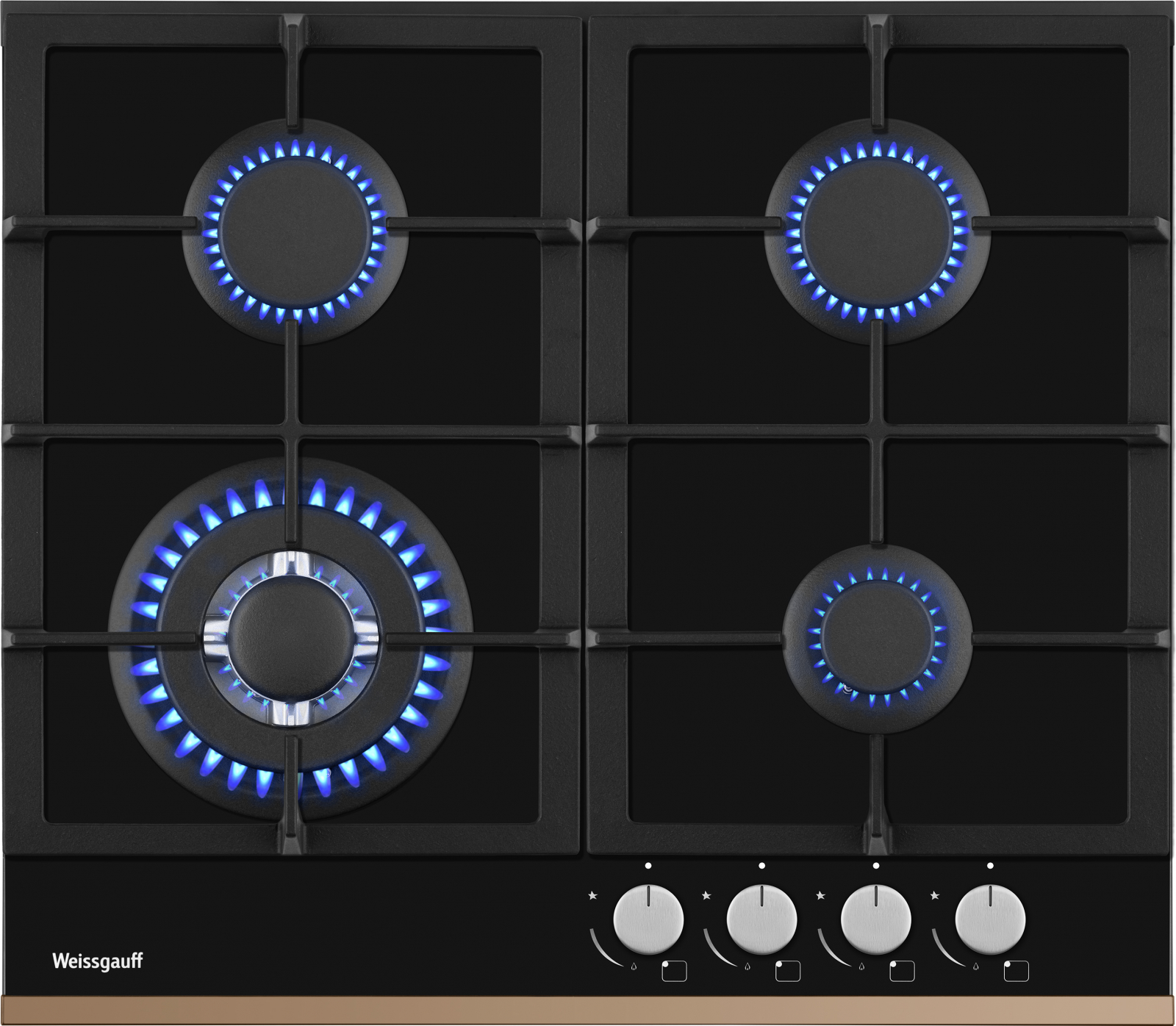 Встраиваемая варочная панель газовая Weissgauff HGG 649 BGRG черный