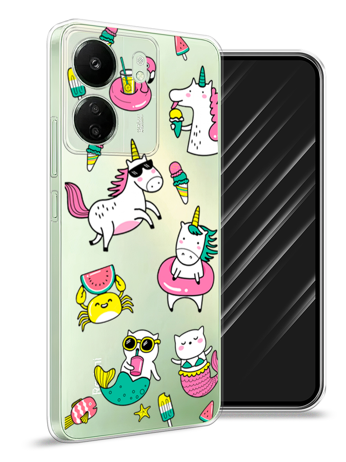 

Чехол Awog на Xiaomi Redmi 13C "На отдыхе", Белый;бирюзовый;розовый, 320550-1