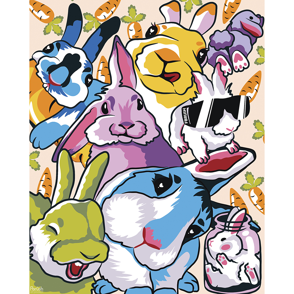 Канвас 40х50 см Кролики