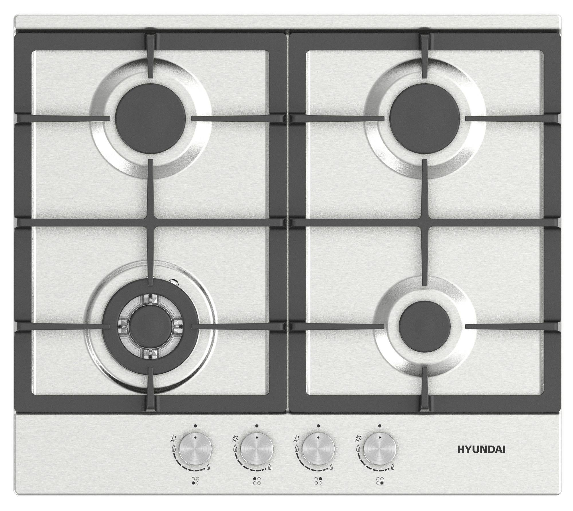 Встраиваемая варочная панель газовая HYUNDAI HHG 6435 IX серебристый