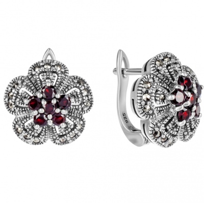 

Серьги из серебра с гранатом Марказит HE0236, HE0236