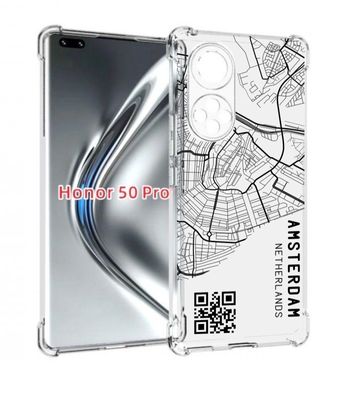 

Чехол бампер MyPads схема-амстердам для Honor 50 Pro/Nova, Прозрачный, Tocco