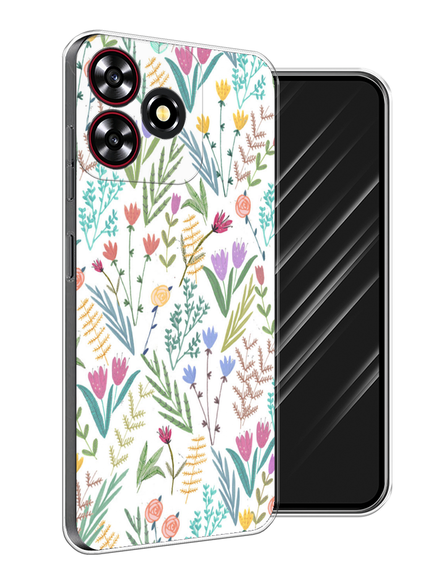 

Чехол Awog на ZTE Blade V50 Smart "Полевые цветы рисунок", Белый;зеленый, 136550-1