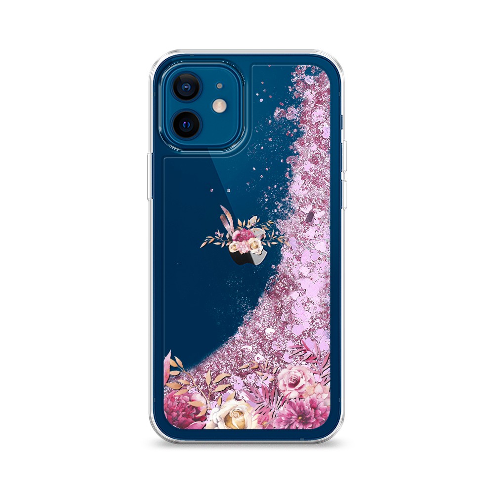 

Жидкий чехол с блестками "Нежные розовые цветы" на Apple iPhone 12, 12594-1