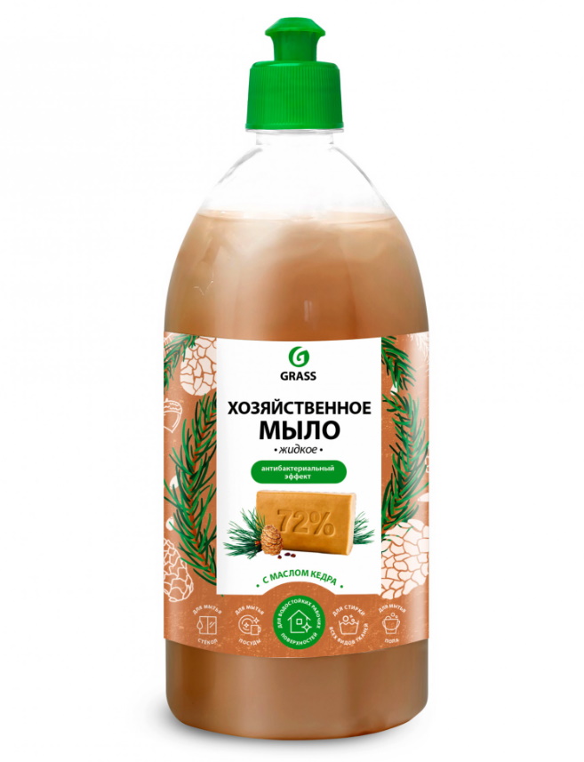 Жидкое хозяйственное мыло Grass с маслом кедра 125549 мыло biomio bio soap антибактериальное жидкое с маслом чайного дерева 300 мл