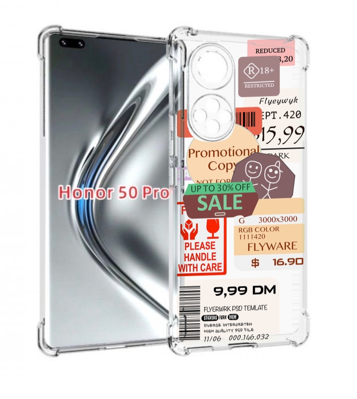

Чехол бампер MyPads скидочные-купоны-принт для Honor 50 P, Прозрачный, Tocco