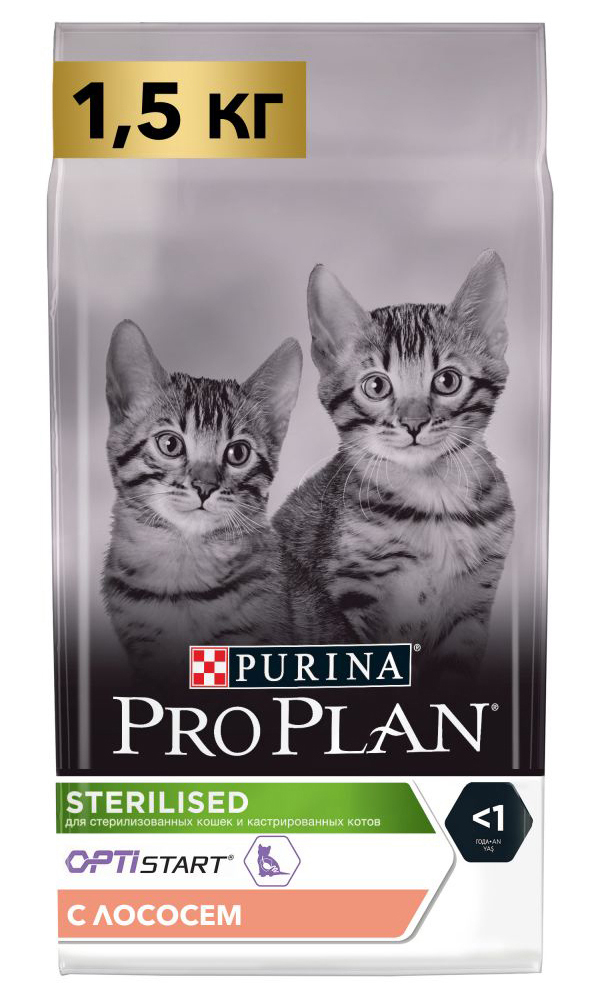 

PRO PLAN PRO PLAN KITTEN STERILISED для кастрированных и стерилизованных котят с лососем (