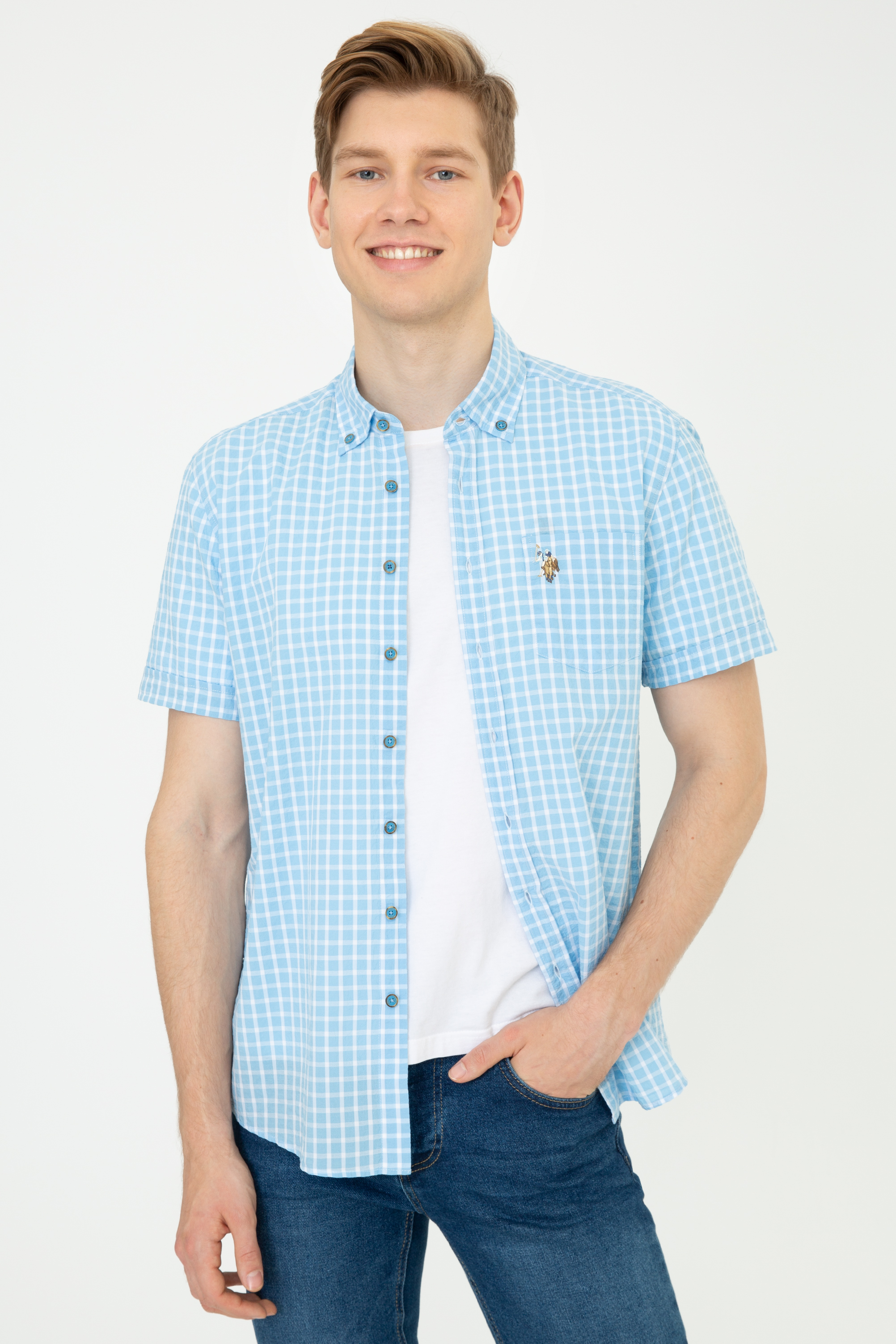 

Рубашка мужская U.S. POLO Assn. G081SZ0040MATRA голубая M, G081SZ0040MATRA