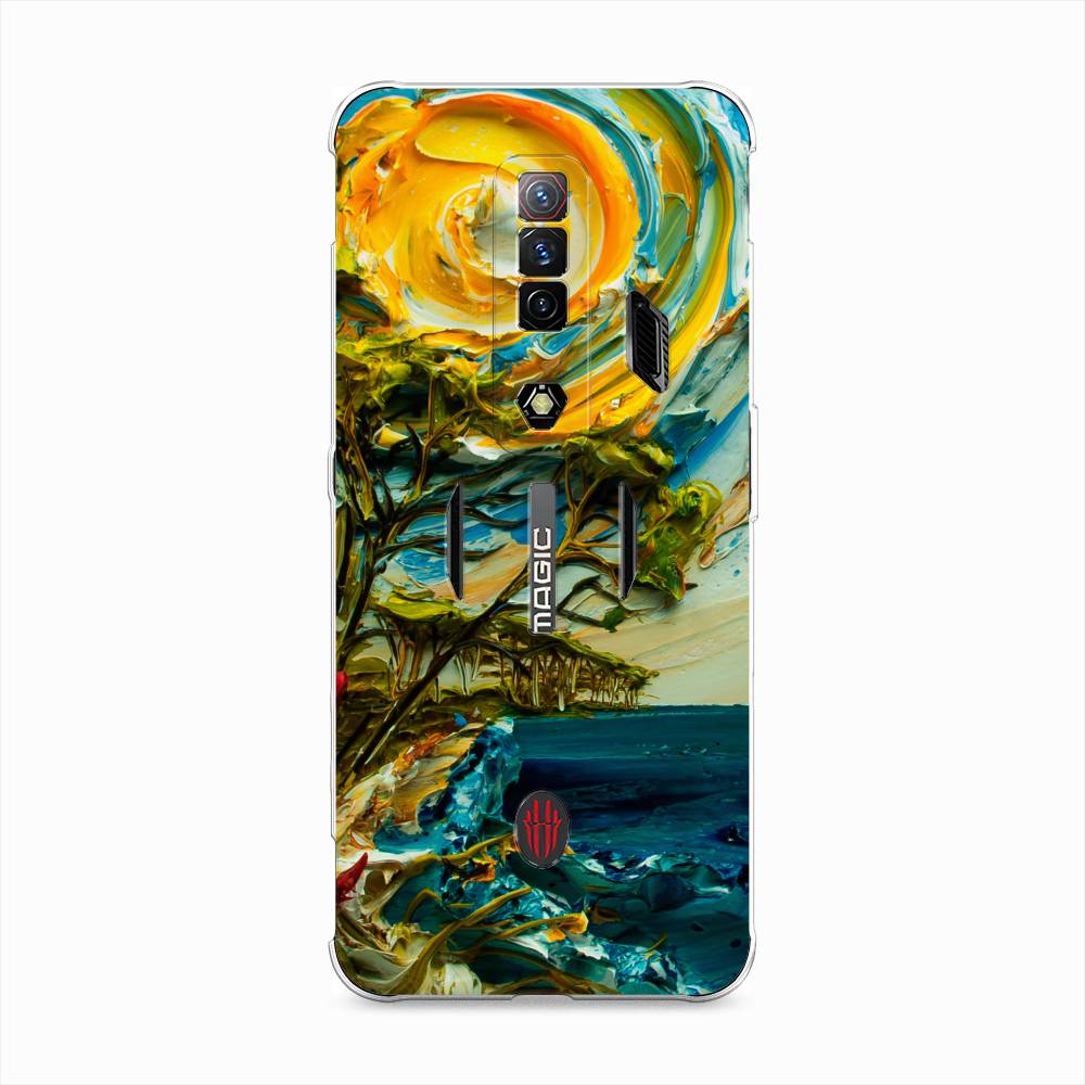 

Чехол на ZTE Nubia Red Magic 7S "Солнце живопись", Желтый;синий, 136350-4