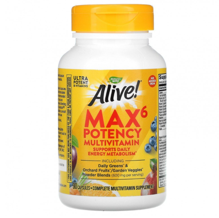 

Max6 (No-Iron) Natures Way Alive! капсулы 90 шт., Alive! Max6 (No-Iron) 90 vcaps