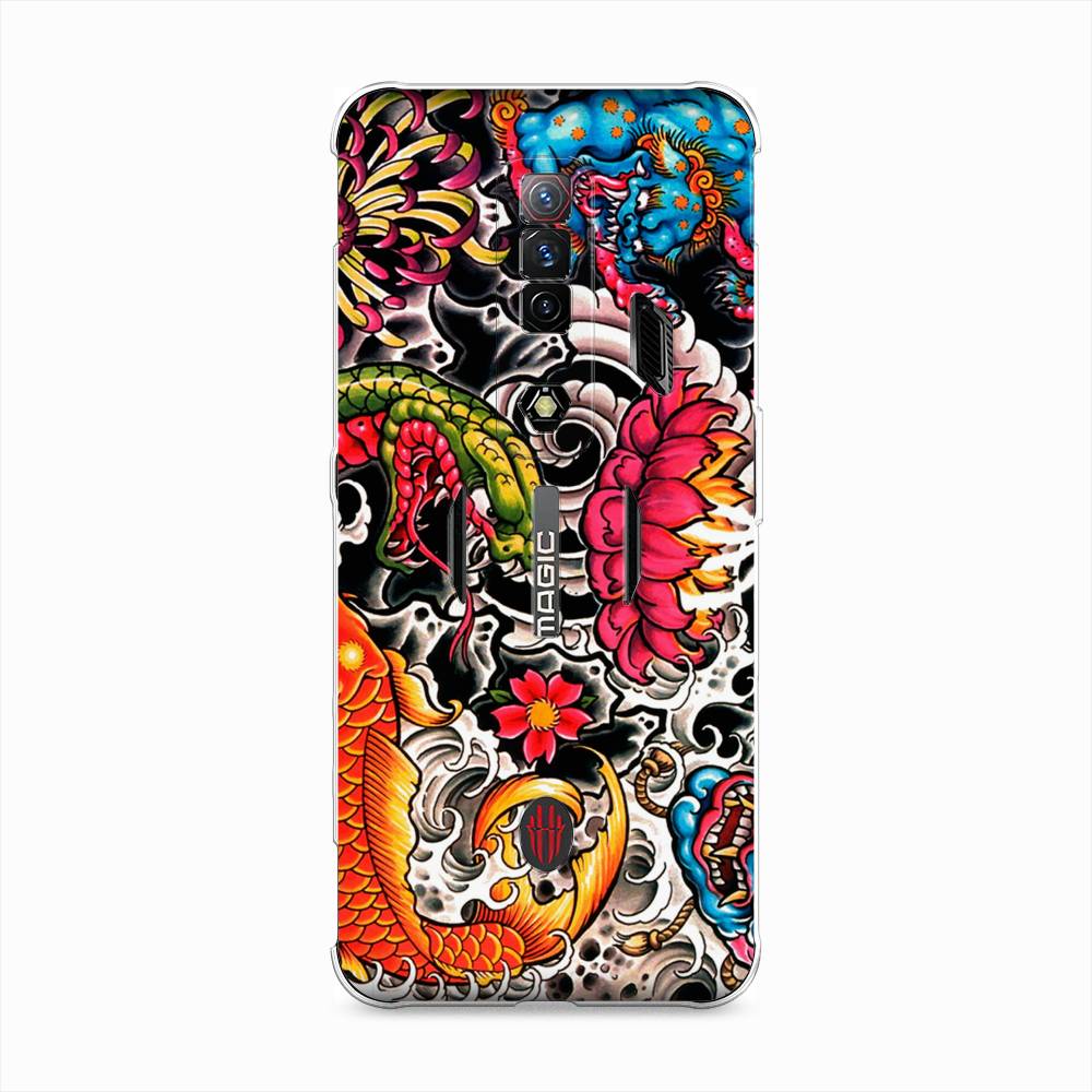 

Чехол на ZTE Nubia Red Magic 7S "Японское искусство", Красный;оранжевый;голубой, 136350-4