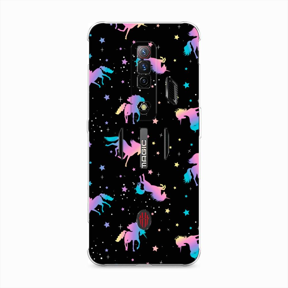 

Чехол на ZTE Nubia Red Magic 7S "Единороги градиент", Черный;розовый;голубой, 136350-1