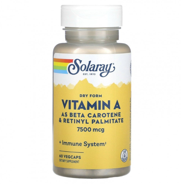 Витамин A Solaray Dry Form капсулы 7600 мкг 60 шт.