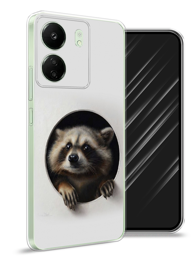 

Чехол Awog на Xiaomi Redmi 13C "Любопытный енот", Коричневый;черный;белый, 320550-1