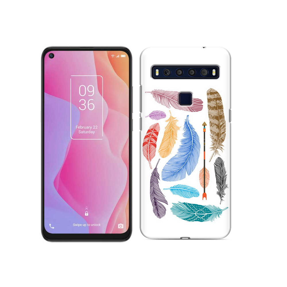 

Чехол MyPads Tocco для TCL 10L разноцветные перья, Прозрачный, Tocco