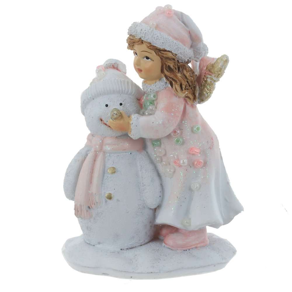 

Фигурка декоративная Девочка со снеговиком, 6*4*8 см KSM-763353