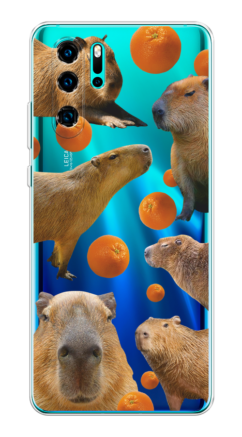 

Чехол на Huawei P30 Pro "Капибара и апельсины", Бежевый;оранжевый, 67650-1