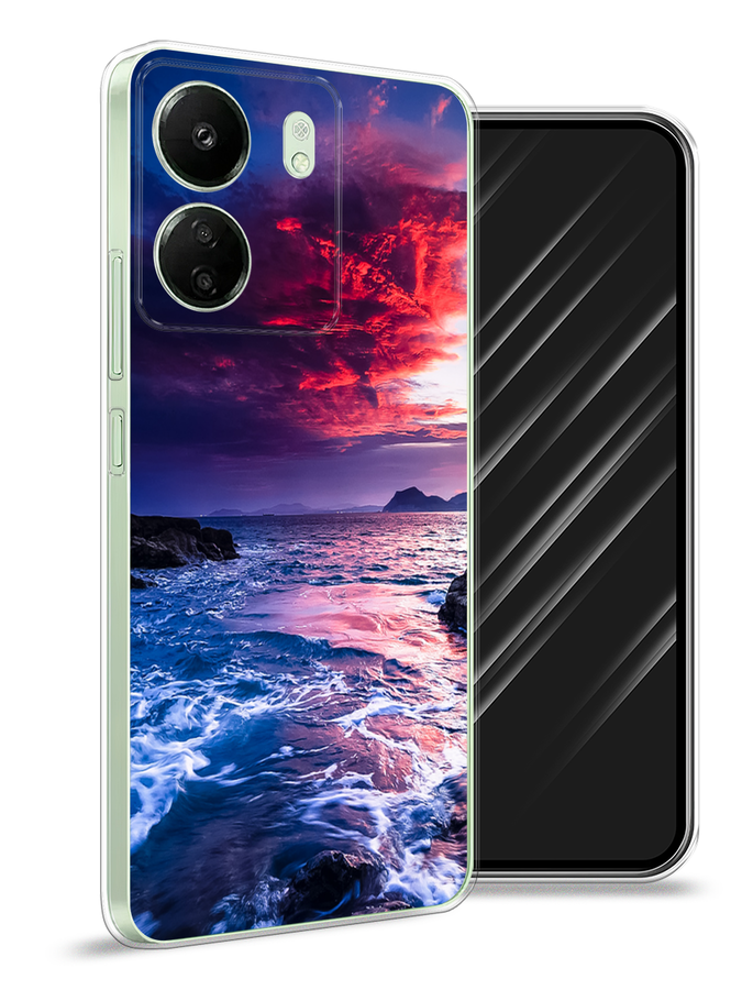 

Чехол Awog на Xiaomi Redmi 13C "Волны 1", Розовый;синий, 320550-1