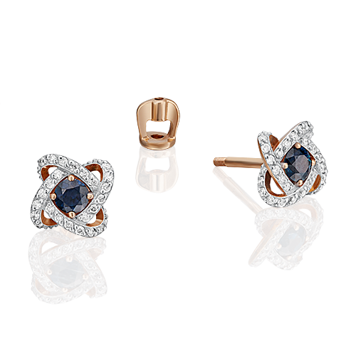 

Серьги пусеты из золота PLATINA jewelry 02-0838, сапфир/бриллиант, 02-0838