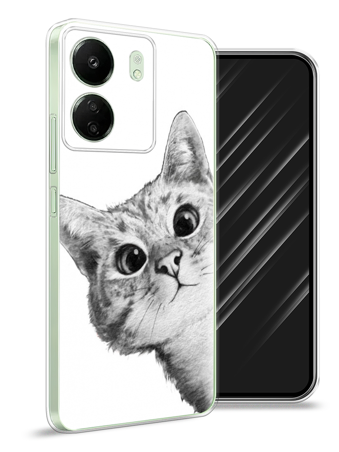 

Чехол Awog на Xiaomi Redmi 13C "Кот рисунок черно-белый", Черный, 320550-1