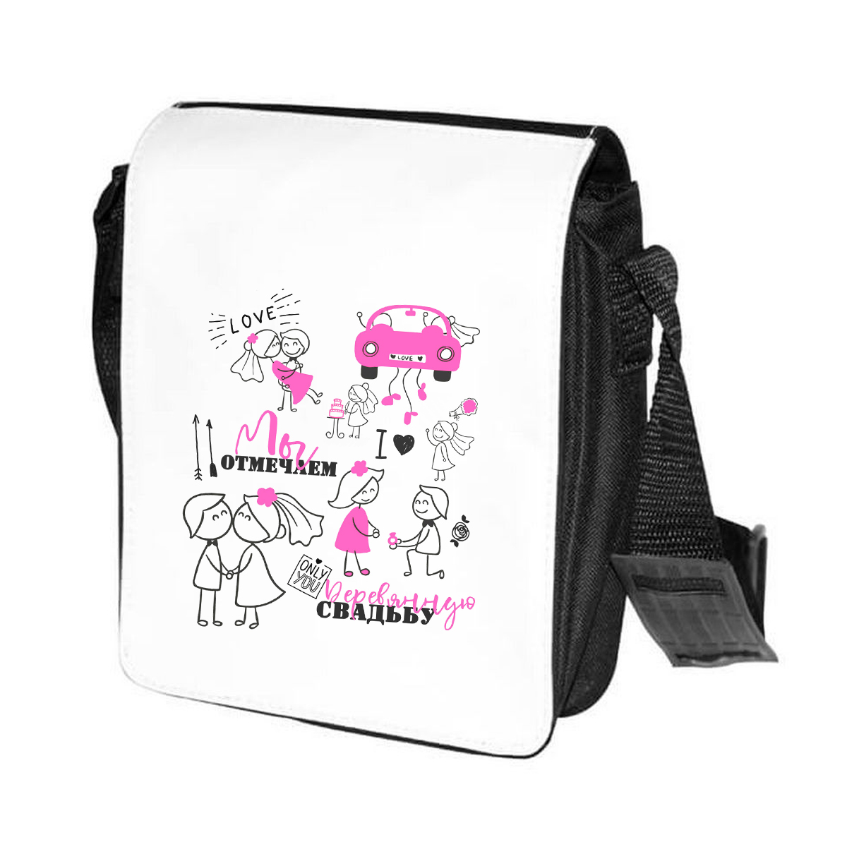 

Сумка унисекс CoolPodarok CN0501537 черно-белый, Черный;белый, CN0501537