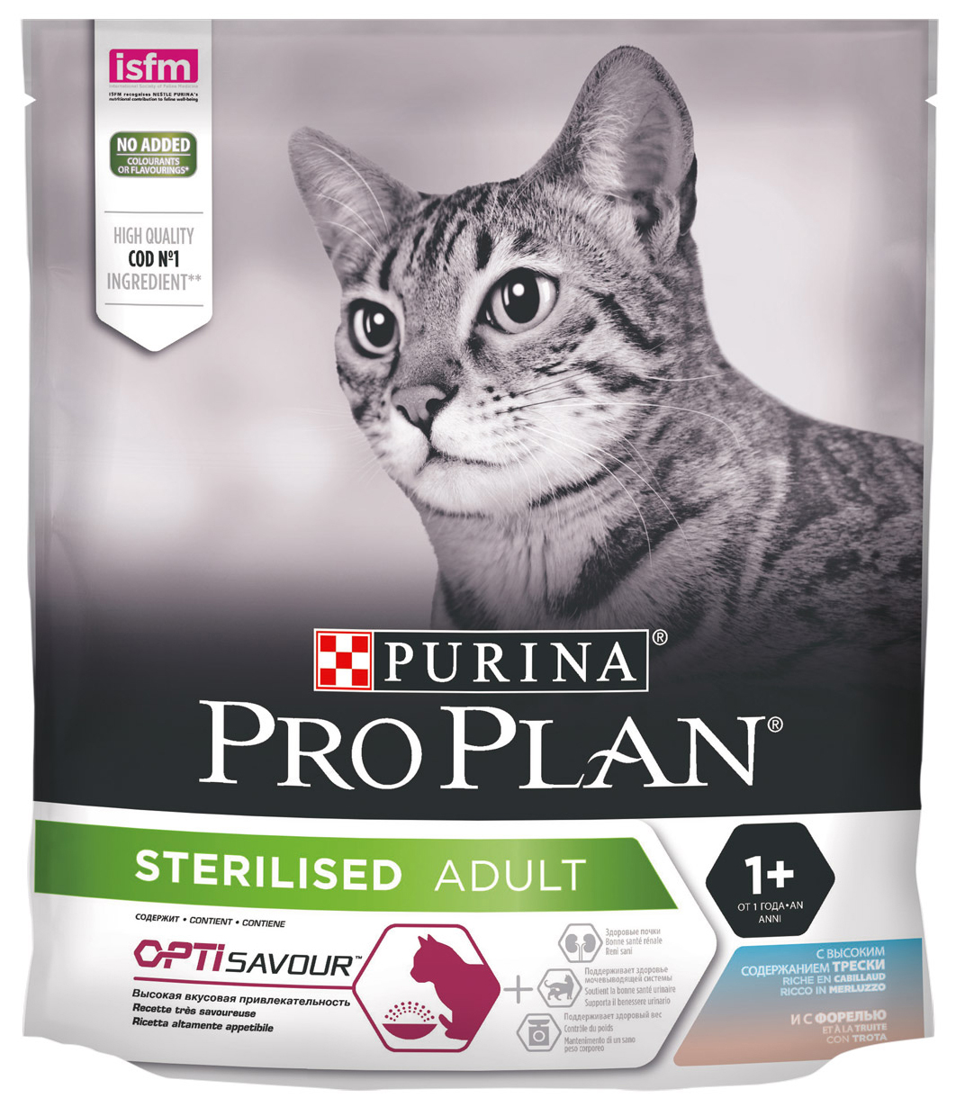 

PRO PLAN PRO PLAN CAT OPTISAVOUR STERILISED COD & TROUT для привередливых взрослых кастрир