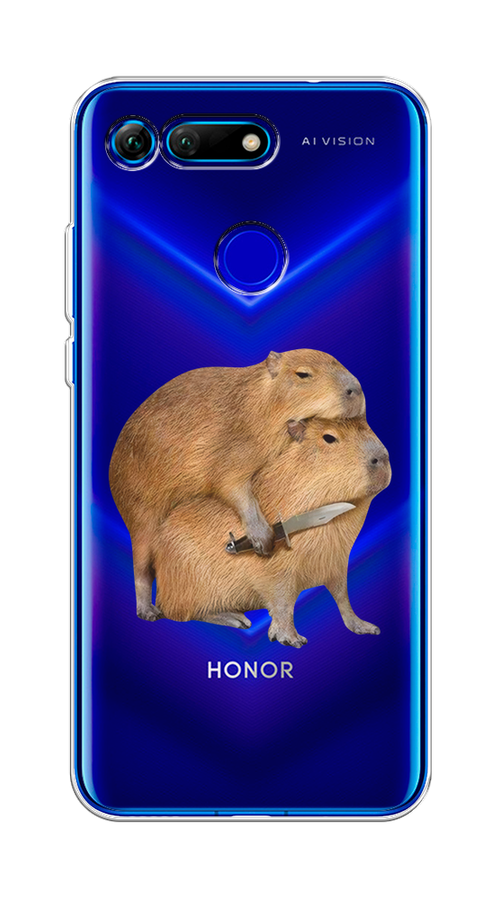

Чехол на Honor V20 "Капибара с ножом", Бежевый, 67350-1
