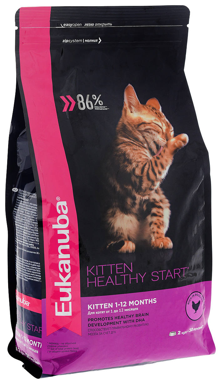 фото Сухой корм для котят eukanuba kitten healthy start птица, 6 шт по 2 кг