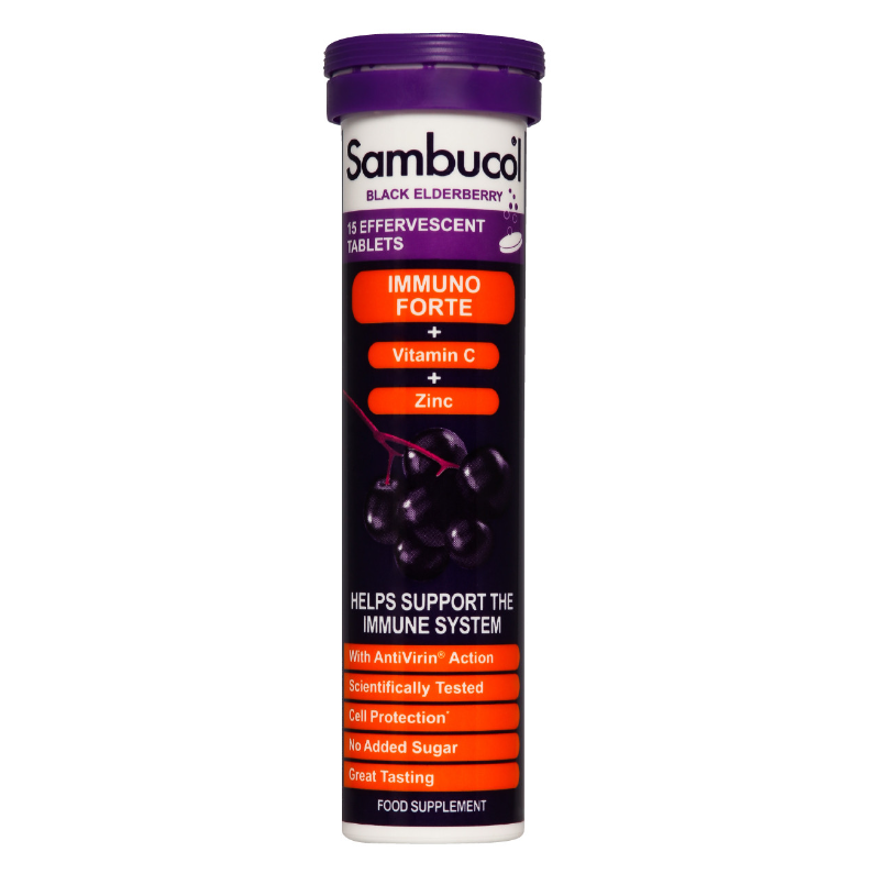 

Immuno Forte Black Elderberry Effervescent Sambucol таблетки шипучие 15 шт., Immuno Forte Black Elderberry Effervescent 15 Tablets