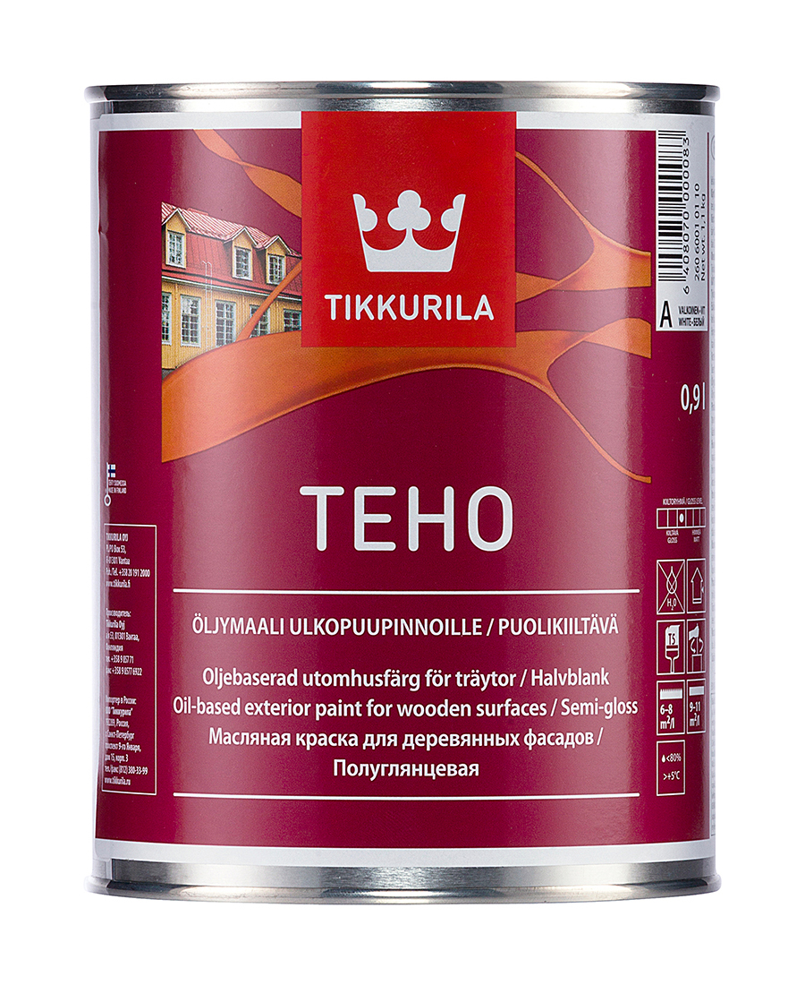 фото Краска tikkurila teho öljymaali на масляной основе для деревянных фасадов база а 0,9 л