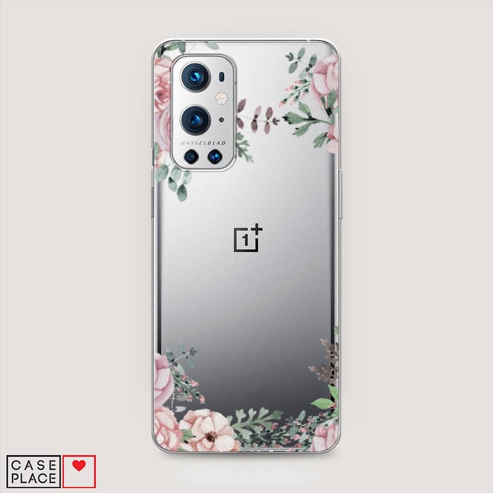 

Чехол Awog на OnePlus 9 Pro / ВанПлас 9 Pro "Нежные розы акварель", Прозрачный;розовый;зеленый, 151550-8