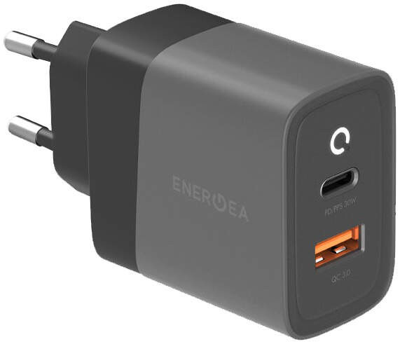 

Сетевое зарядное устройство EnergEA Ampcharge PD30 USB-C PD30W+USB-A QC3.018W, Темно-серый, Ampcharge PD30