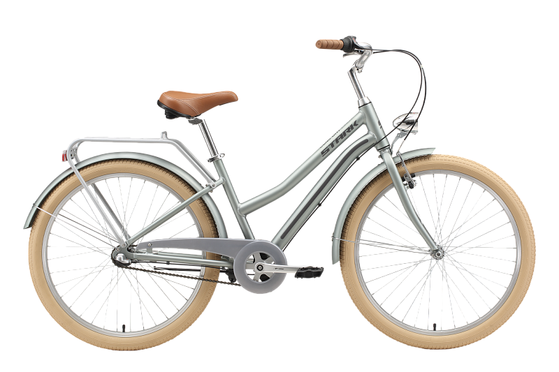 Велосипед STARK Comfort Lady 3ск 2024 сиреневый матовый металлик-серый-бежевый 16