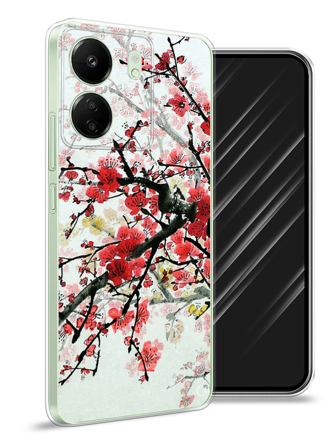 

Чехол Awog на Xiaomi Redmi 13C "Сакура", Розовый;черный, 320550-1