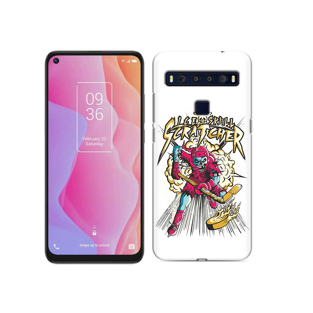 

Чехол MyPads Tocco для TCL 10L нарисованный скелет хоккеист, Прозрачный, Tocco