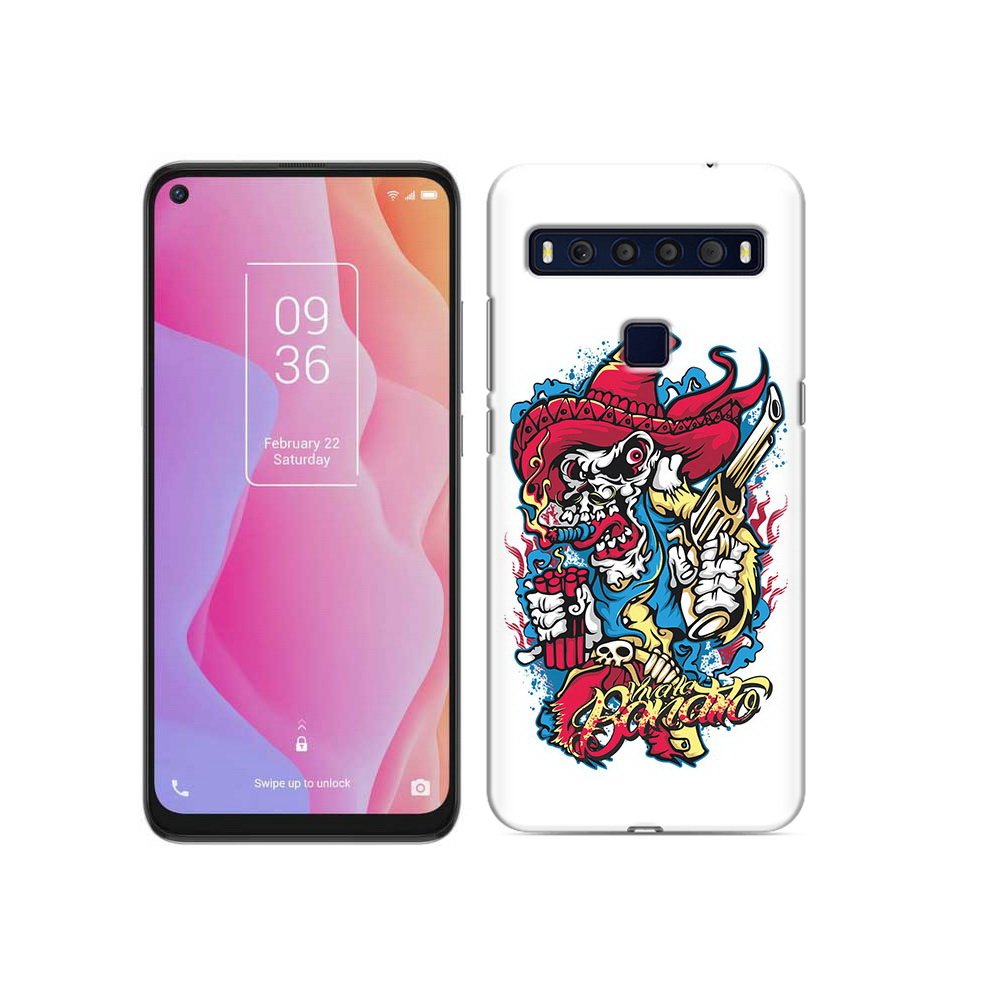 

Чехол MyPads Tocco для TCL 10L нарисованный скелет с писталетом, Прозрачный, Tocco