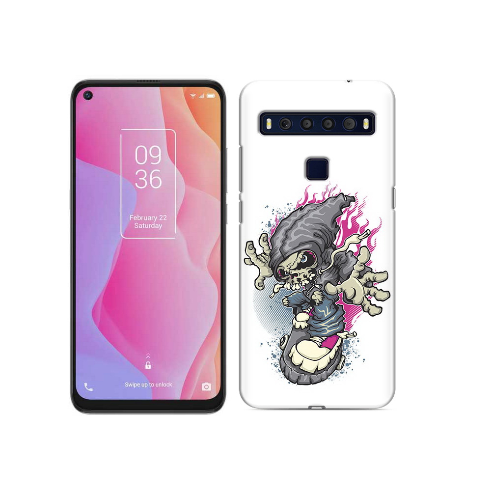 

Чехол MyPads Tocco для TCL 10L нарисованный скелет на скейт борде, Прозрачный, Tocco