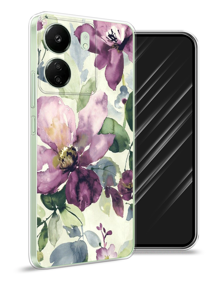 

Чехол Awog на Xiaomi Redmi 13C "Сиреневые цветы-акварель", Фиолетовый, 320550-1