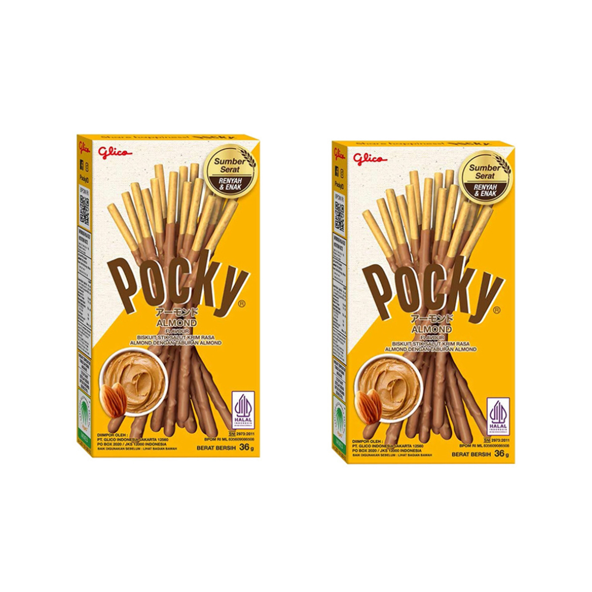 Печенье POCKY бисквитное с миндалем, 2 шт по 36 г