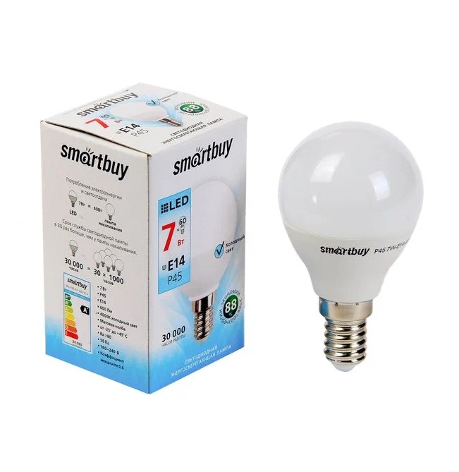 

Smartbuy Лампа cветодиодная Smartbuy, Е14, P45, 7 Вт, 4000 К, дневной белый свет