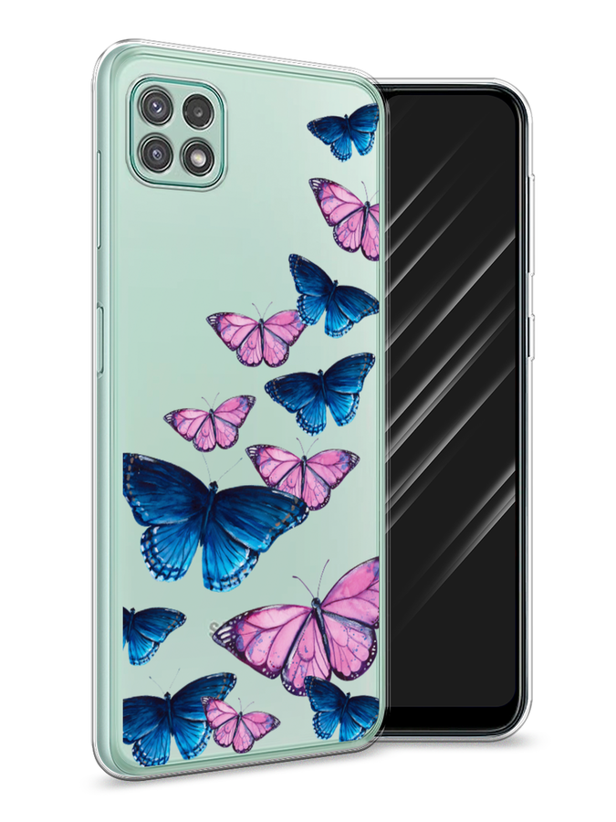 

Чехол Awog на Samsung Galaxy A22s 5G / Самсунг A22s 5G "Полет бабочек", Синий;черный;розовый, 2104250-2