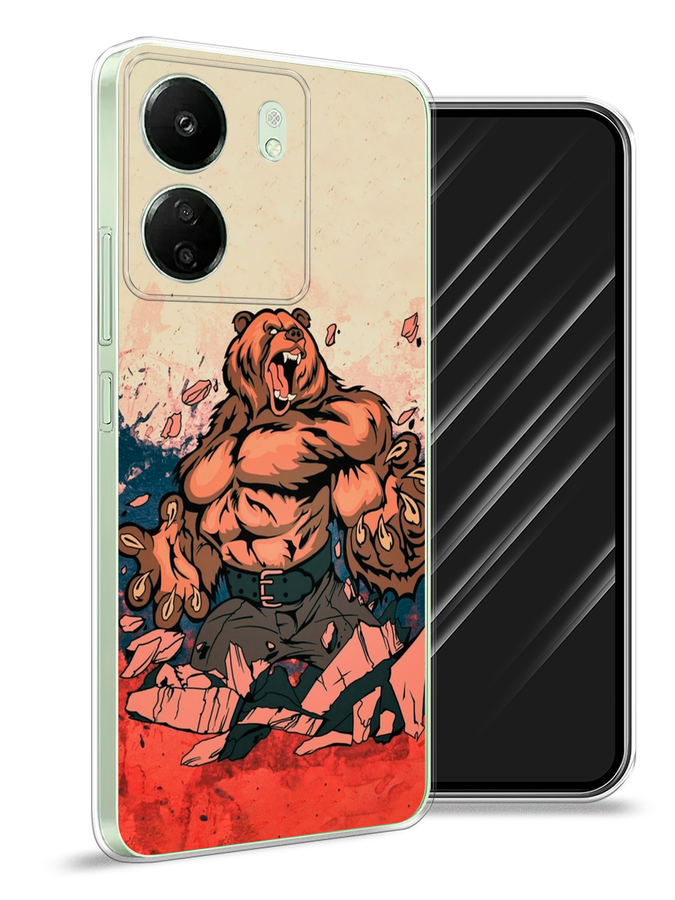 

Чехол Awog на Xiaomi Redmi 13C "Медведь с флагом РФ", Коричневый;синий;красный, 320550-1