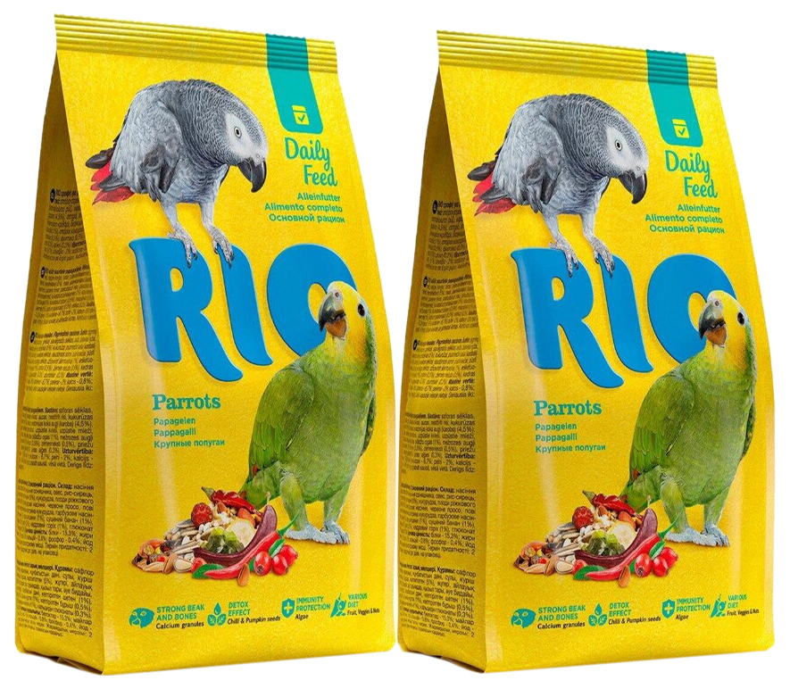 

Сухой корм для крупных попугаев RIO PARROTS, 2 шт по 1 кг