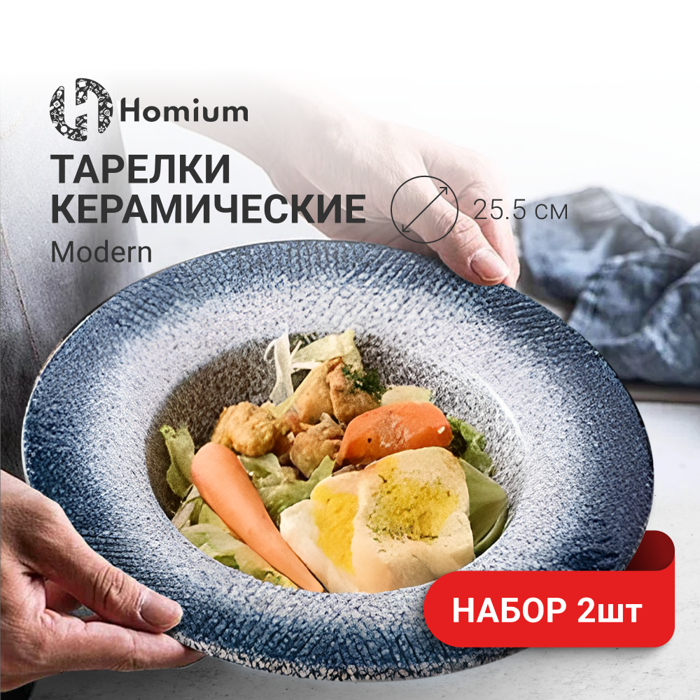 

Набор тарелок Homium Kitchen Modern 2шт цвет сине-белый D25.5см, Разноцветный, Homium Kitchen, Modern